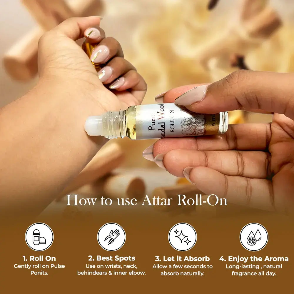 6ml Pure Sandalwood Attar Vairis Rollon Perfume - 3