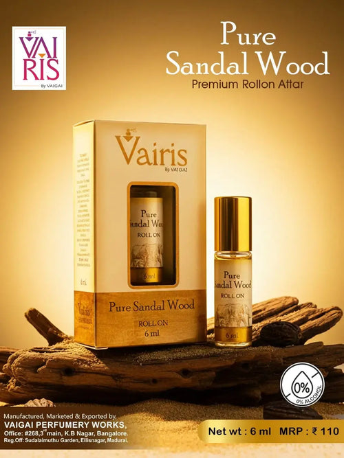6ml Pure Sandalwood Attar Rollon Perfume