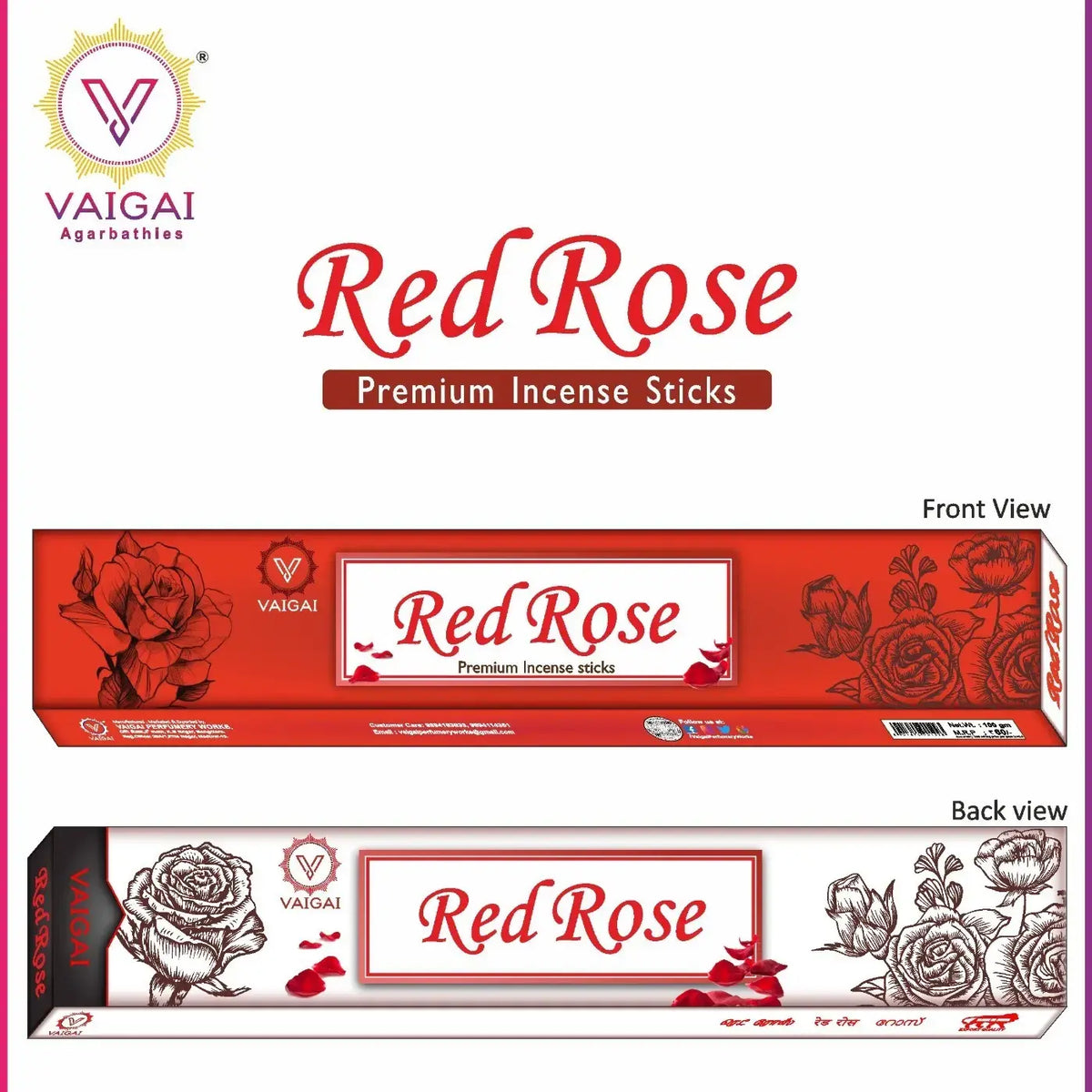 Vaigai RedRose Agarbatti pack