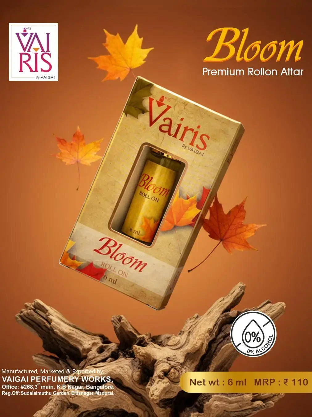 6ml Bloom Attar Rollon Perfume Vaigai