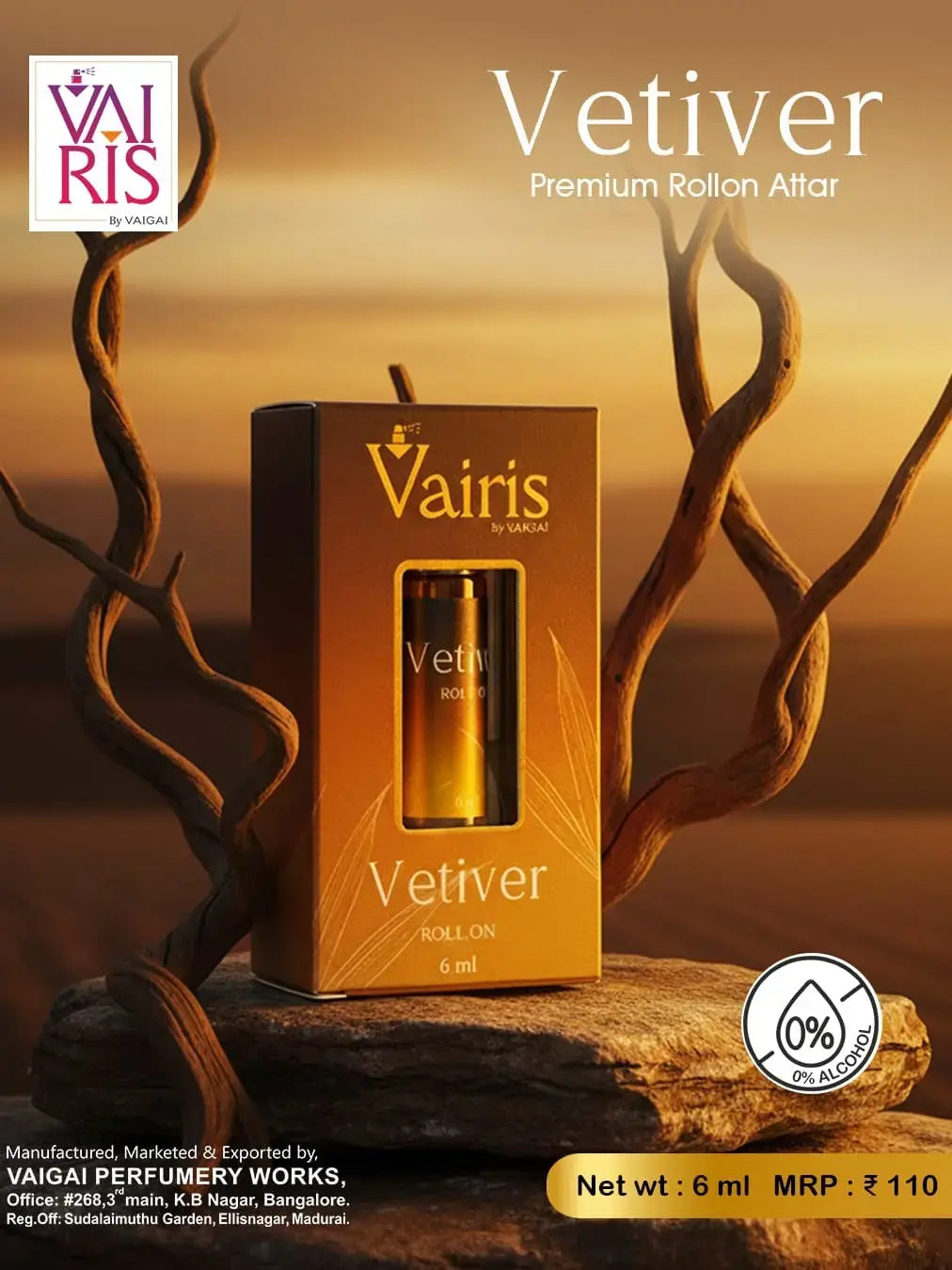 Buy vettiver Attar rollon Vairis