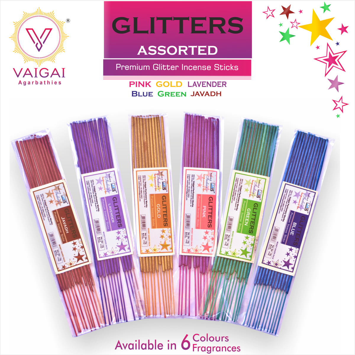 Vaigai Glitters 6in1 Agarbatti