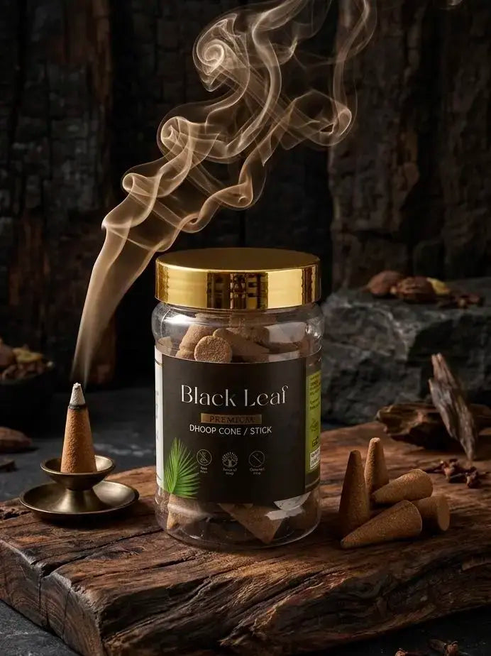 Vaigai Black Leaf Dhoop Cone Jar